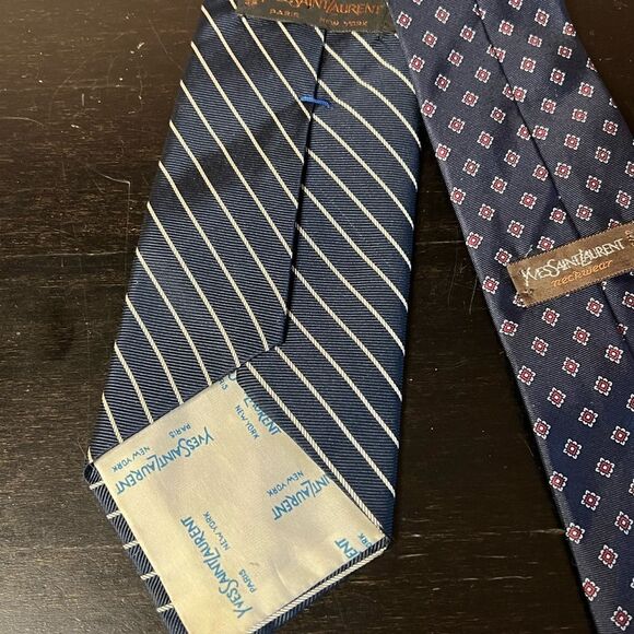 Yves Saint Laurent 100% silk set of two neckwear ties - Picture 6 of 9